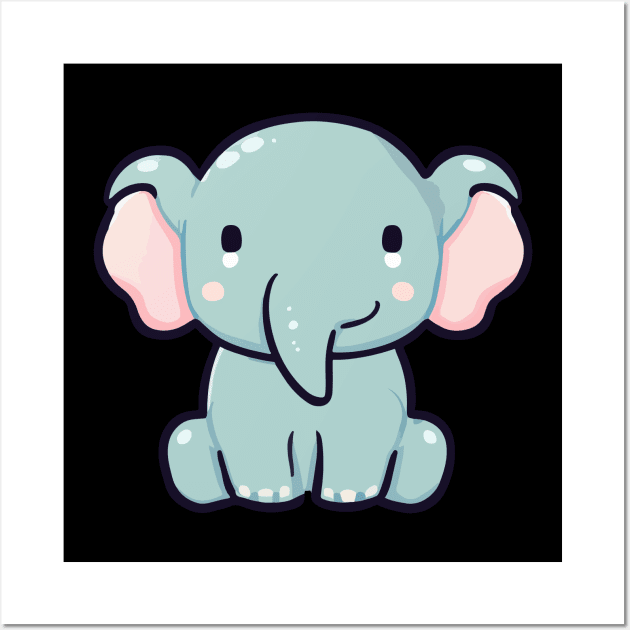 cute elephant vector illustration cartoon Wall Art by art poo